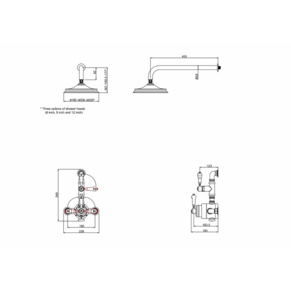 Burlington Stour Thermostatic 1 Outlet Exposed Shower Valve With Fixed Shower Arm And Shower Head - Chrome/White - Image 3