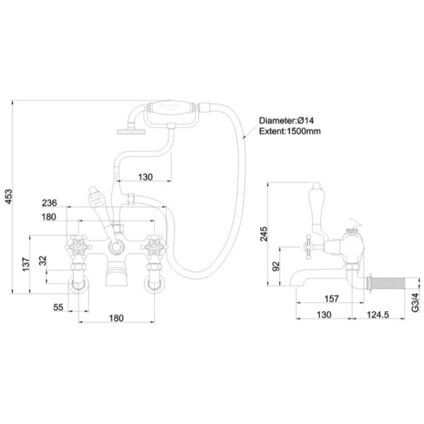 Burlington Birkenhead Wall Mounted Bath Shower Mixer Tap - Image 3