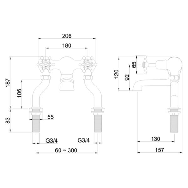 Burlington Birkenhead Deck Mounted Bath Filler Tap - Image 3