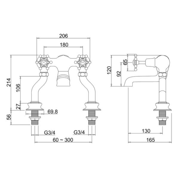 Burlington Birkenhead Deck Mounted Regent Bath Filler Tap - Image 3