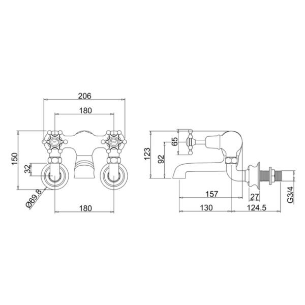 Burlington Birkenhead Wall Mounted Regent Bath Filler Tap - Image 3