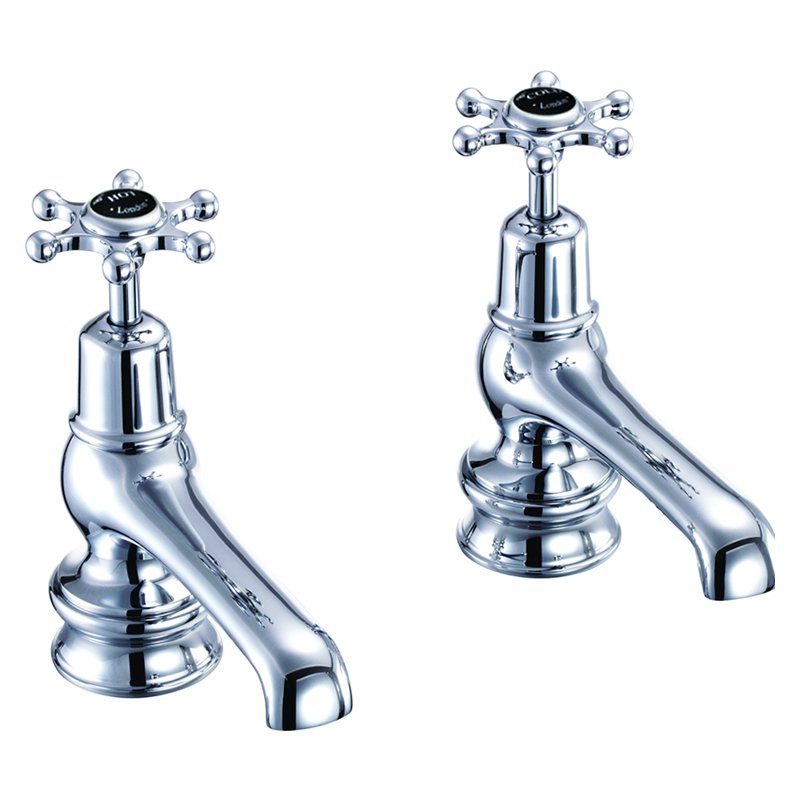 Burlington Birkenhead Quarter Turn Regent Basin Pillar Taps - Chrome/Black