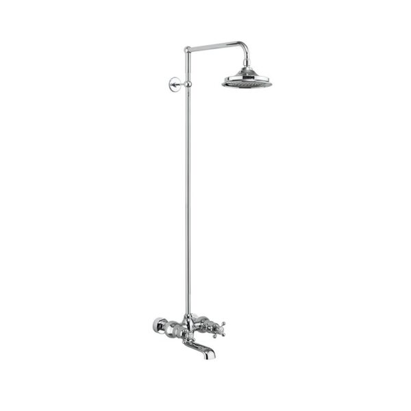 Burlington Tay Wall Mounted Thermostatic Bath Shower Mixer With Swivel Shower Arm, Head And Vertical Riser