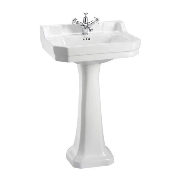 Burlington Edwardian Basin With Full Pedestal - 560mm Wide - White
