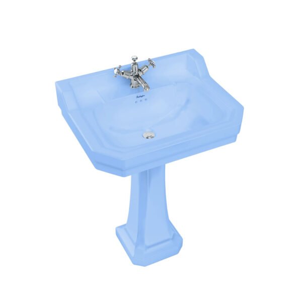 Burlington Bespoke Edwardian Basin With Full Pedestal - 610mm Wide - Enchanted Blue
