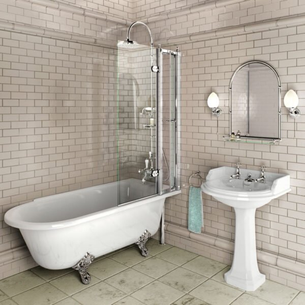 Burlington Bath Screen With Access Panel - Chrome