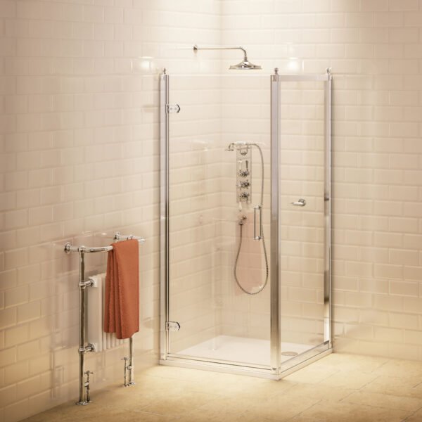 Burlington Hinged Shower Door With Side Panel - Chrome