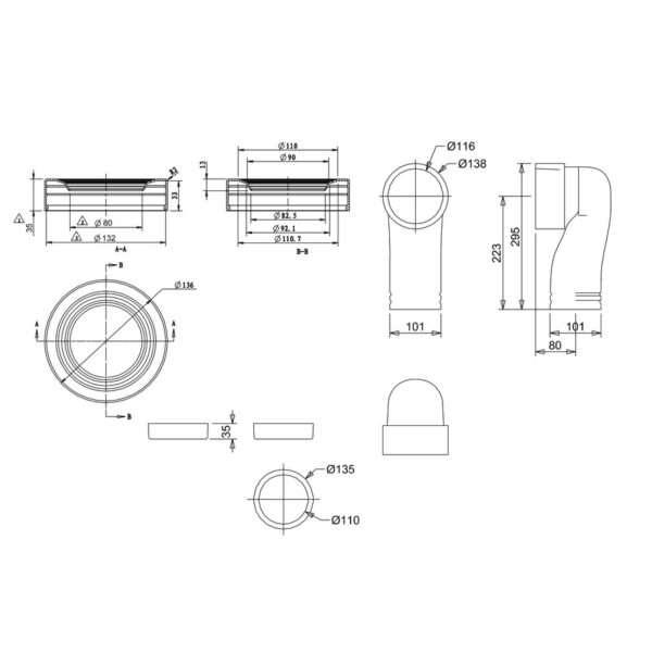 Burlington Ceramic Trap For Converting P Trap Pan To S Trap - Image 2