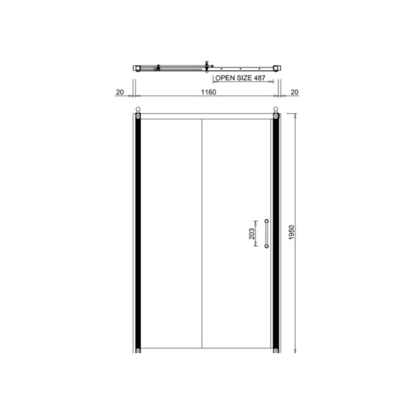 Burlington Sliding Shower Door - 1200mm Wide - Chrome - Image 2