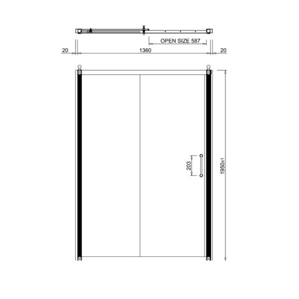 Burlington Recessed Sliding Shower Door - 8mm Glass - 1400mm Wide - Aluminium - Image 2