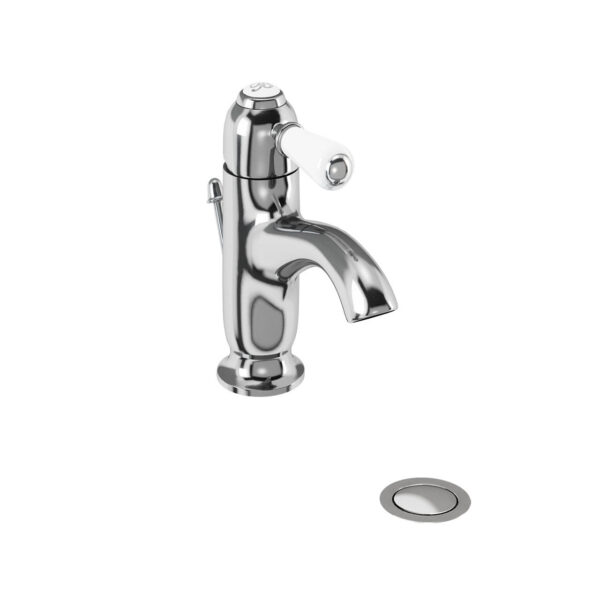 Burlington Chelsea Curved Spout Monobloc Basin Mixer Tap With Pop-Up Waste