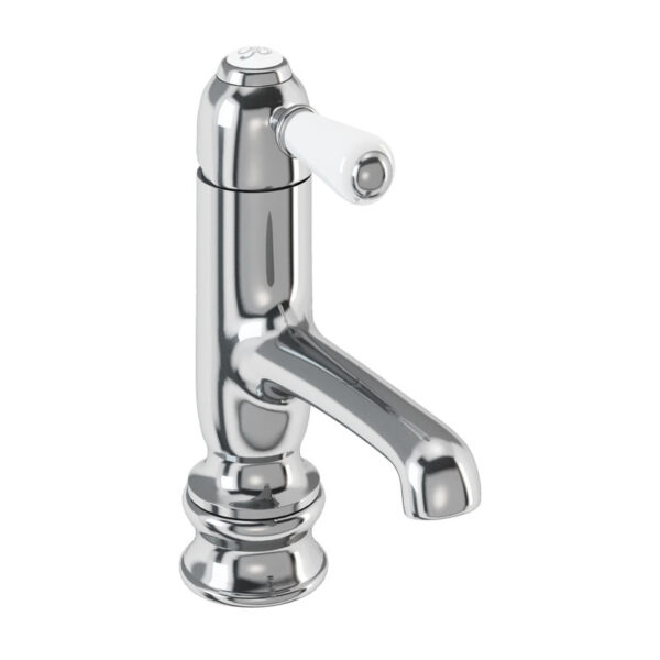 Burlington Chelsea Straight Spout Monobloc Regent Basin Mixer Tap Without Waste - Chrome/White