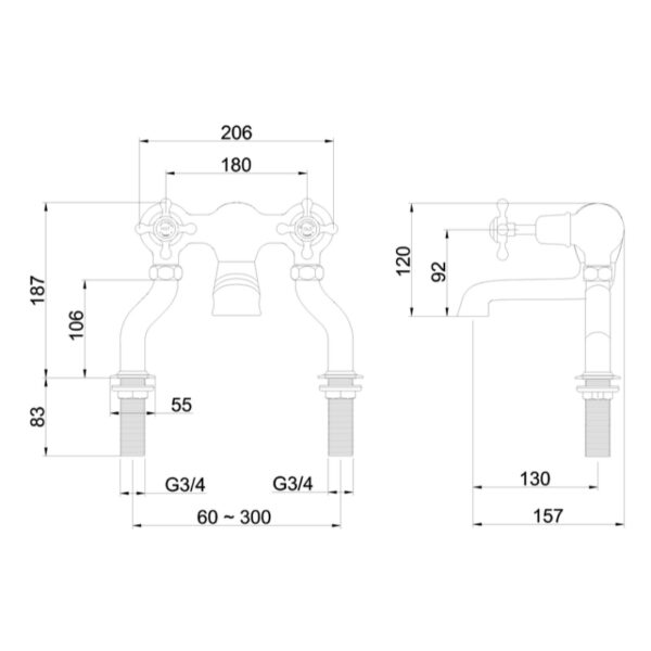 Burlington Claremont Deck Mounted Bath Filler Tap - Image 3