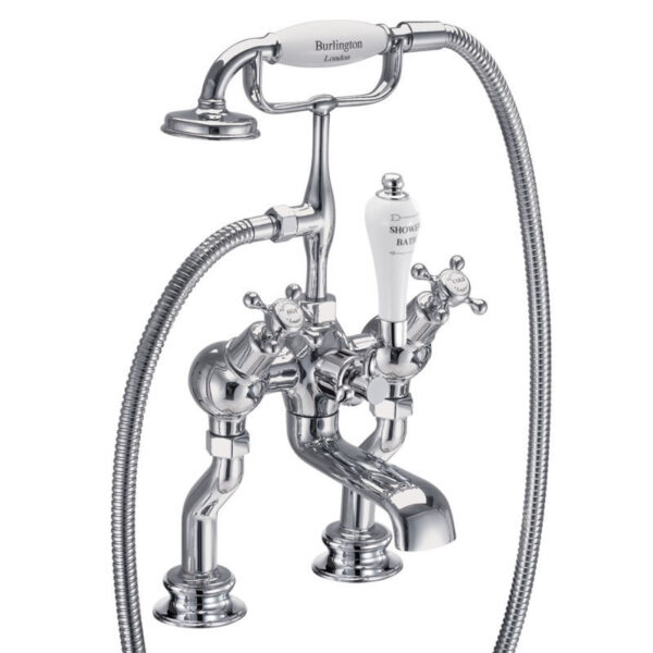 Burlington Claremont Deck Mounted Angled Regent Bath Shower Mixer Tap