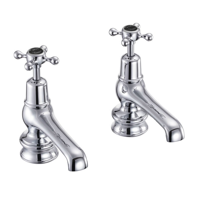 Burlington Claremont Regent Basin Pillar Taps - Chrome/Black
