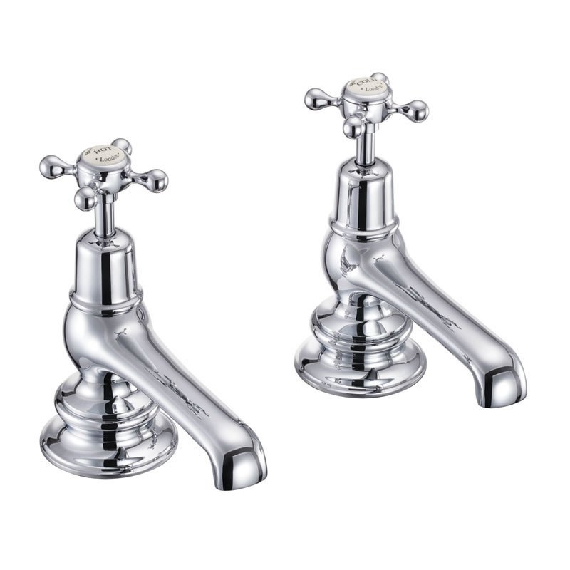 Burlington Claremont Regent Bath Pillar Taps - Chrome/Medici