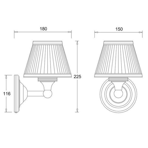 Burlington Wall Light With Chrome Round Base And White Fine Pleated Shade - Chrome - Image 2