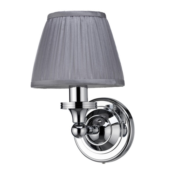 Burlington Round Light With Chrome Base And Silver Chiffon Shade - Chrome