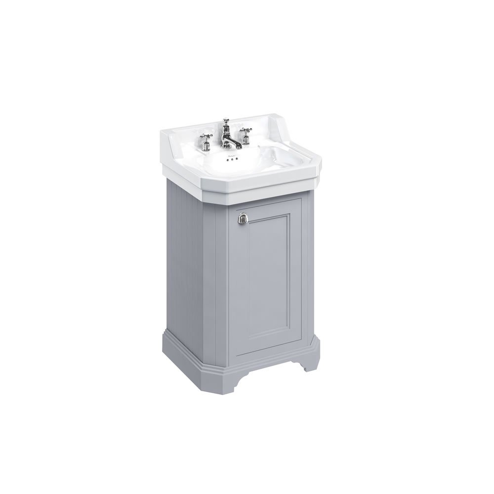 Burlington Edwardian 1 Door Floorstanding Vanity Unit With Basin – 560mm Wide – 3 TH - Grey