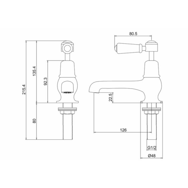 Burlington Kensington Basin Pillar Taps - Image 3