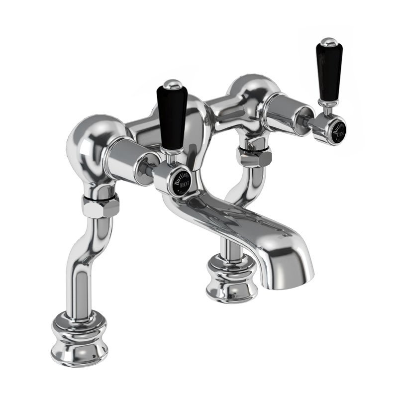 Burlington Kensington Deck Mounted Quarter Turn Regent Bath Filler Tap - Chrome/Black