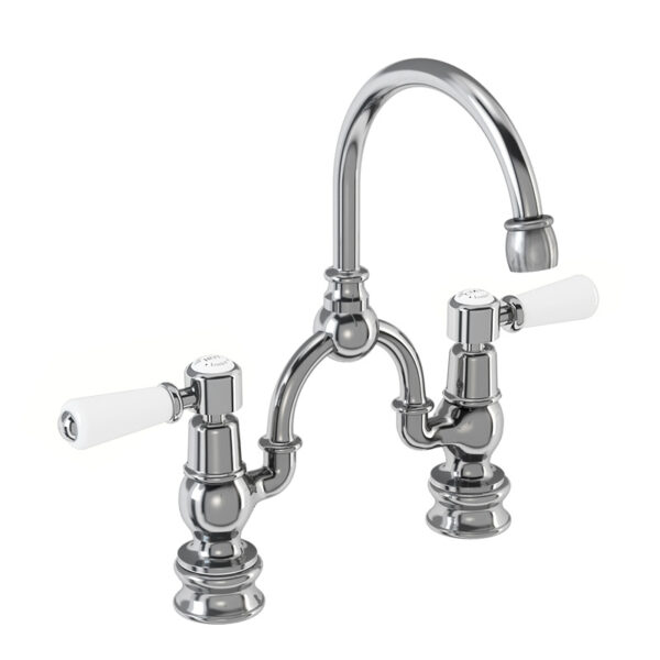 Burlington Kensington Bridge Regent Basin Mixer Tap With Curved Spout