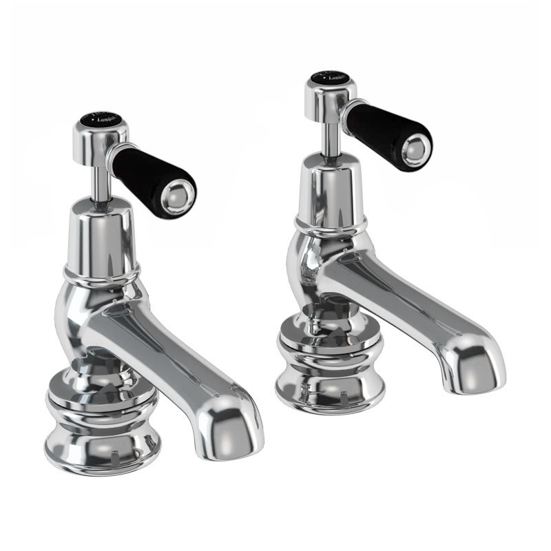 Burlington Kensington Regent Basin Pillar Taps - Chrome/Black