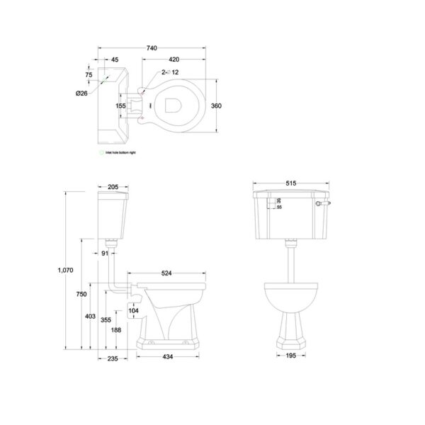 Burlington Standard Low Level Toilet With Cistern And Flush Pipe kit - Image 2