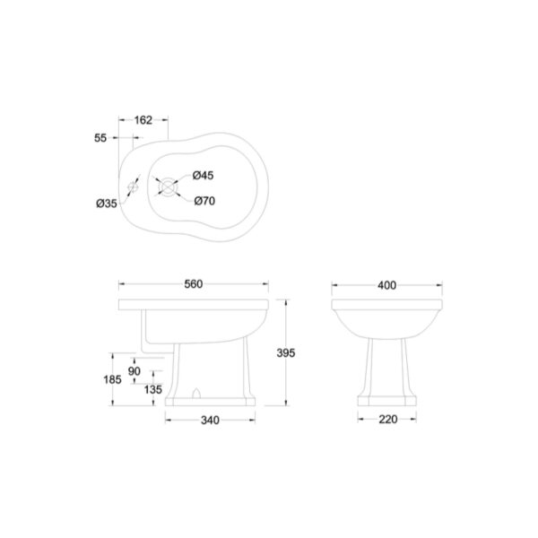 Burlington Floorstanding Bidet - 1 TH - White - Image 2