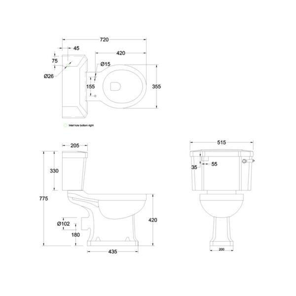 Burlington Standard Close Coupled Toilet With Cistern - Image 2