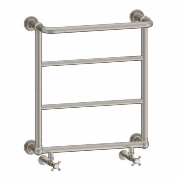 Burlington Cleaver Traditional Heated Towel Rail - 677mm x 600mm - Brushed Nickel