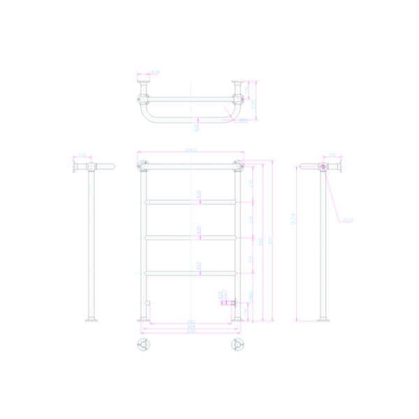 Burlington Berkeley Heated Towel Rail - 971mm x 642mm - Brushed Nickel - Image 2