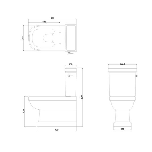 Burlington Riviera Full Back To Wall Close Coupled Toilet With Cistern - Gloss White - Image 2