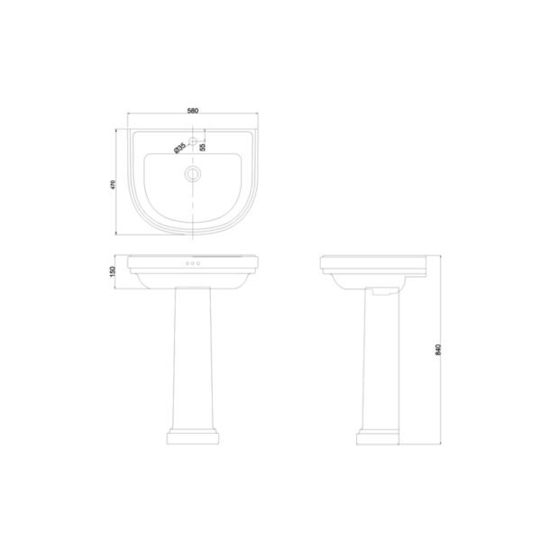 Burlington Riviera Basin With Full Pedestal - White - Image 2