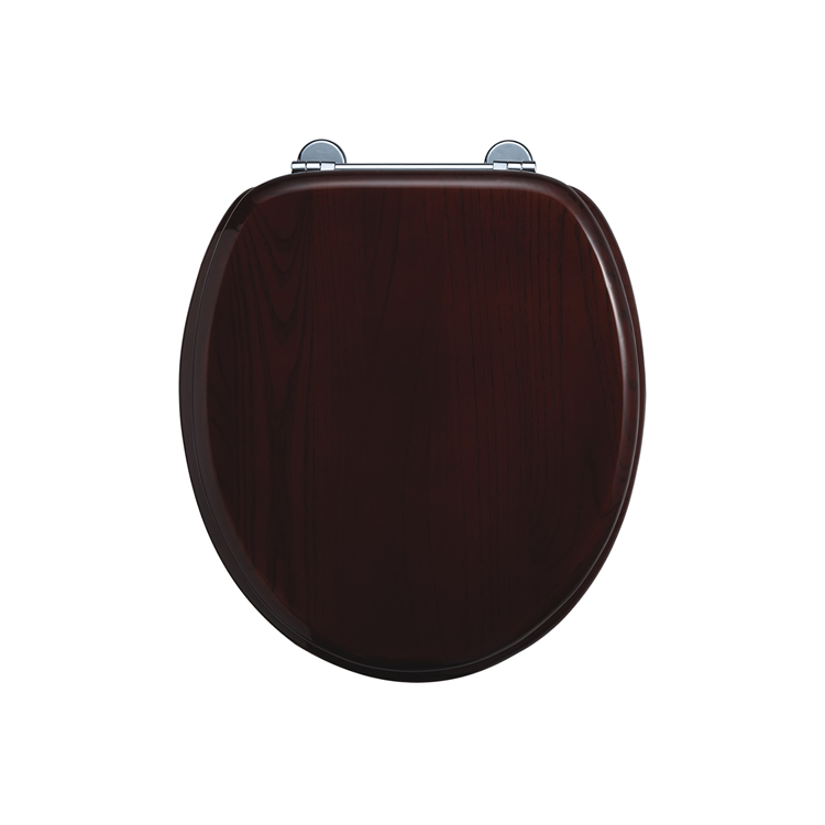 Burlington Toilet Seat And Cover With Chrome Hinges - Mahogany