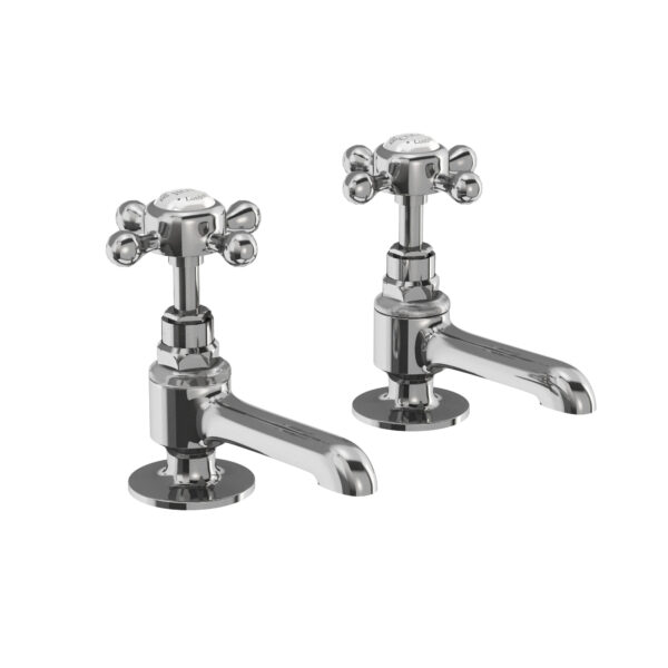 Burlington Stafford Long Nose Basin Pillar Taps - Chrome