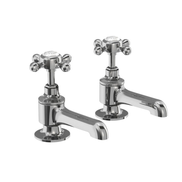 Burlington Stafford Bath Pillar Taps - Chrome