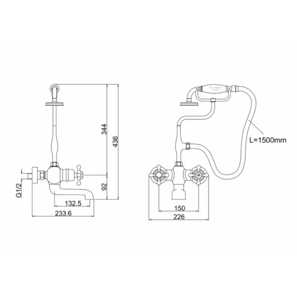 Burlington Wall Mounted Bath Shower Mixer Tap - Image 3