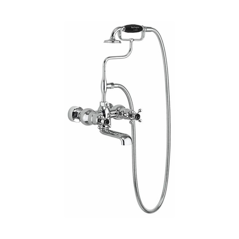 Burlington Wall Mounted Bath Shower Mixer Tap - Chrome/Black