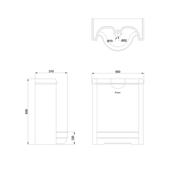 Burlington Whitcomb Urinal With Bracket - Gloss White - Image 2