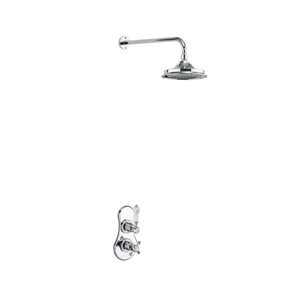 Burlington Severn Thermostatic Single Outlet Concealed Shower Valve With Fixed Shower Arm And Head - Chrome/White