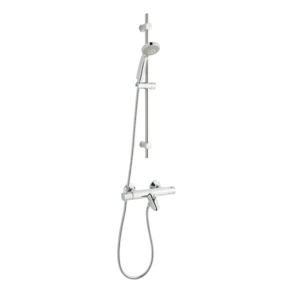 JTP Thermostatic Bath Shower Mixer & Slide Rail Kit And Multi-Function Hand Shower Chrome