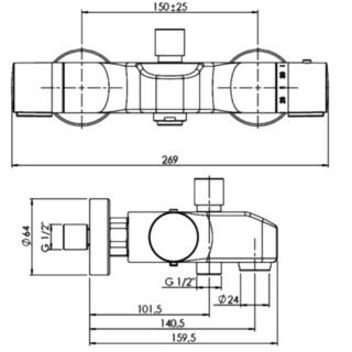 JTP Wall Mounted Thermostatic Bath Shower Mixer Tap Chrome - Image 2