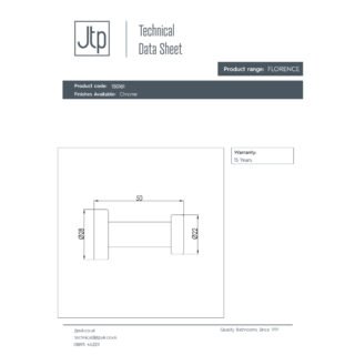 JTP Florence Single Robe Hook Chrome - Image 2
