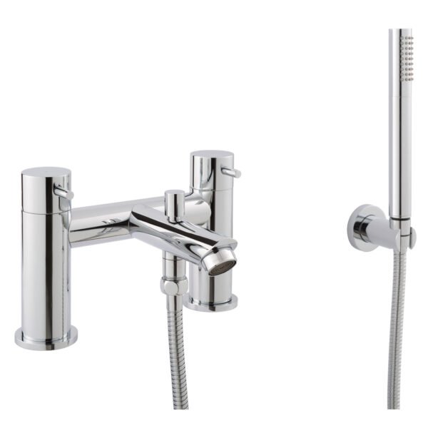JTP Fonti Pillar Mounted Bath Shower Mixer Tap & Kit Chrome