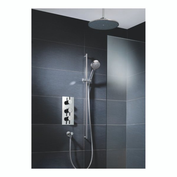 JTP Florence 2 Outlet 3 Handle Thermostatic Concealed Shower Valve Chrome - Image 3