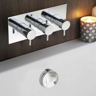 JTP Florence 2 Outlet 3 Handle Horizontal Thermostatic Concealed Shower Valve Chrome - Image 2