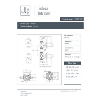JTP Florence Modular 2 Outlet Thermostatic Concealed Shower Valve Chrome - Image 2