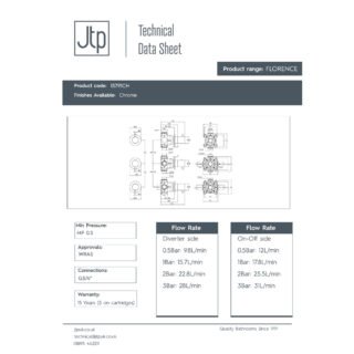 JTP Florence Modular 3 Outlet 3 Handle Thermostatic Concealed Shower Valve Chrome - Image 2