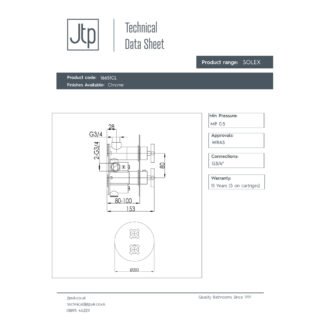 JTP Solex 1 Outlet Round Thermostatic Concealed Shower Valve Chrome - Image 2